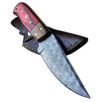 Crimson Burl Damascus Skinner