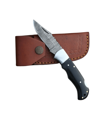 Black Damascus Pocket Knife